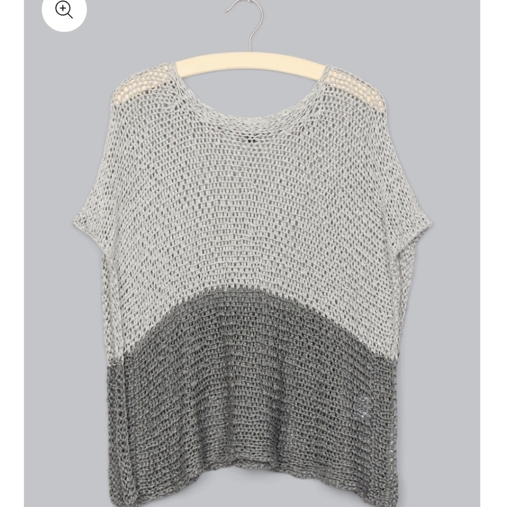 Eileen Fisher Two-Tone Gray Open Twist Sweater Size L